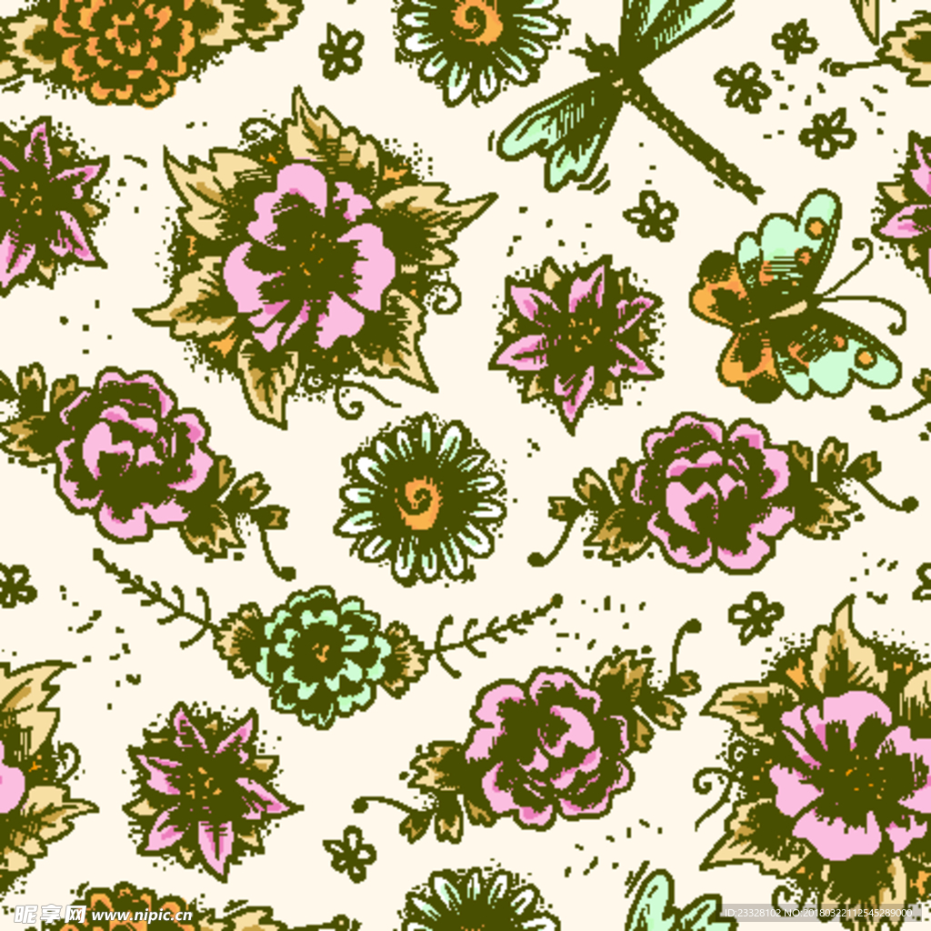 植物无缝印花图案