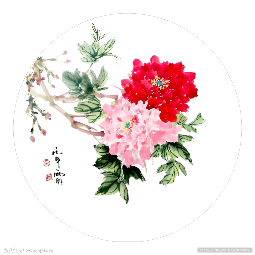 花 油墨画