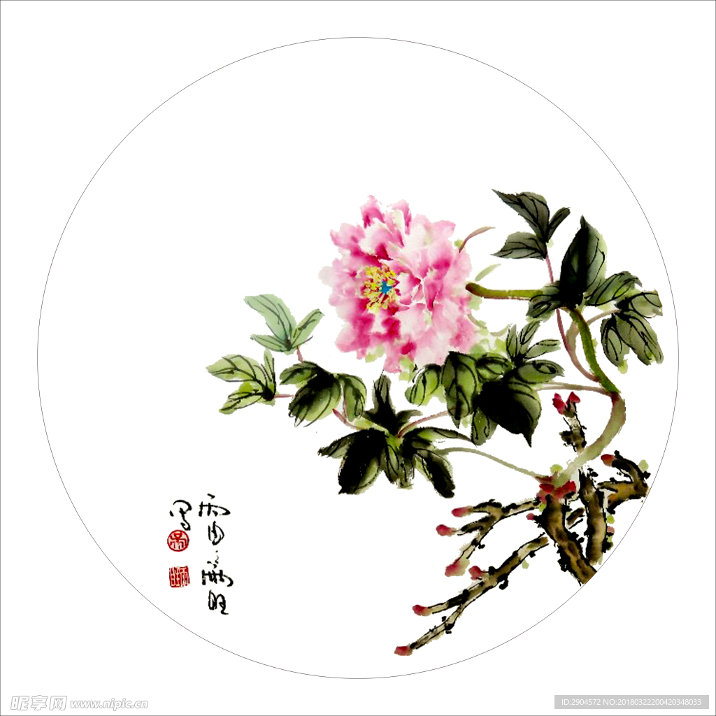 花 油墨画