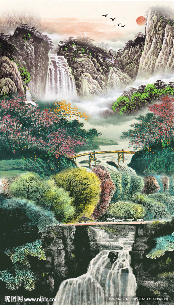 山水国画玄关