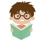 矢量卡通读书男孩