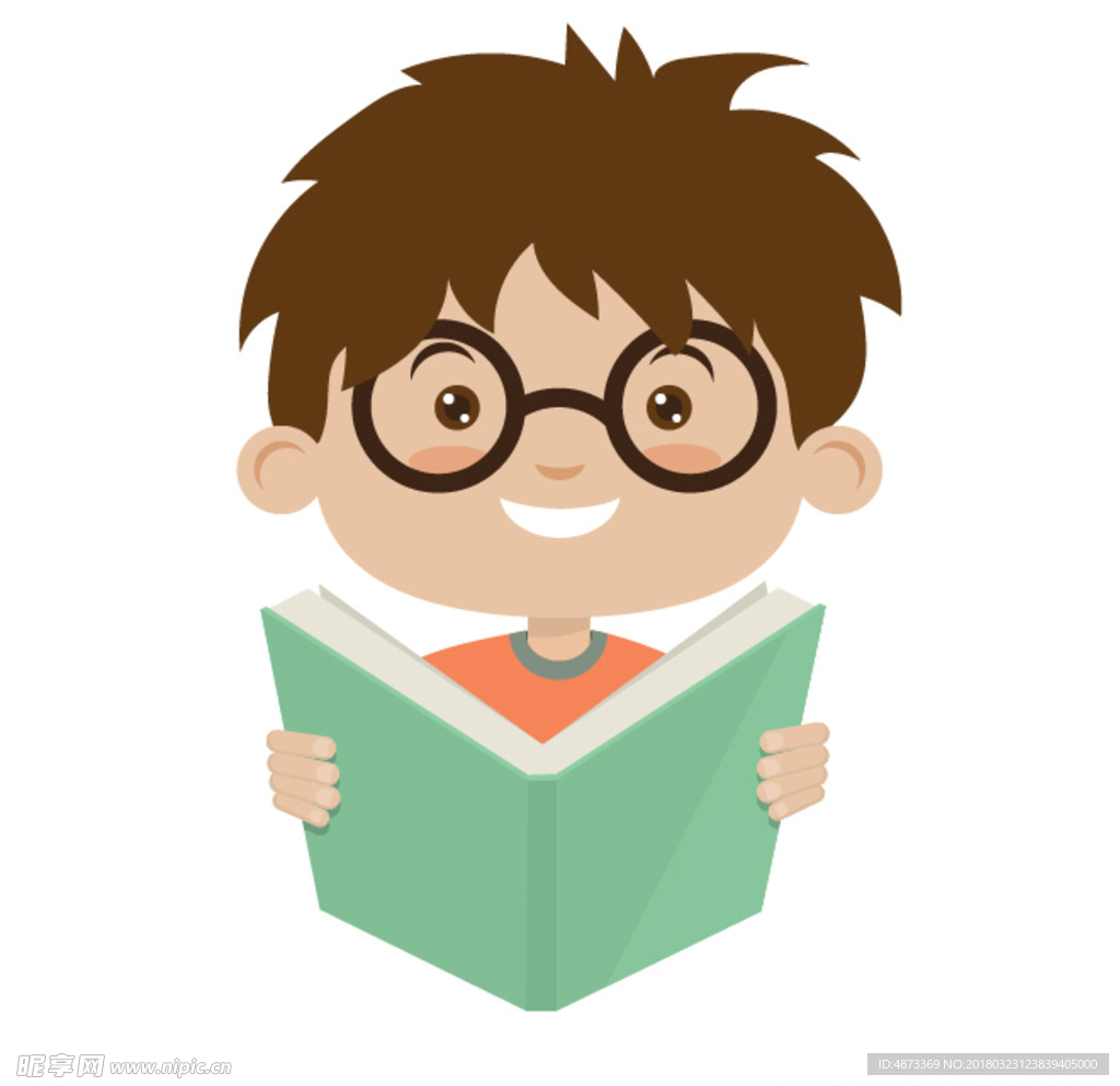 矢量卡通读书男孩