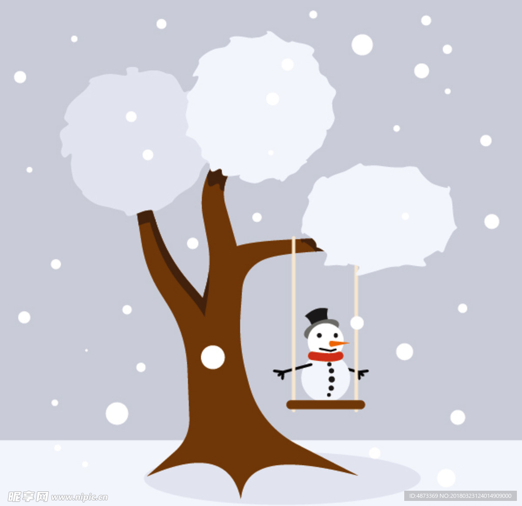矢量雪人秋千