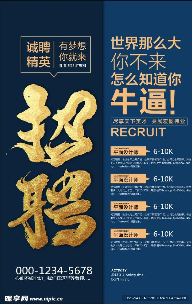 诚聘精英招聘海报