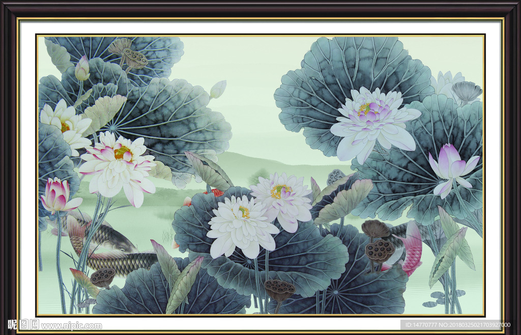 荷花壁画