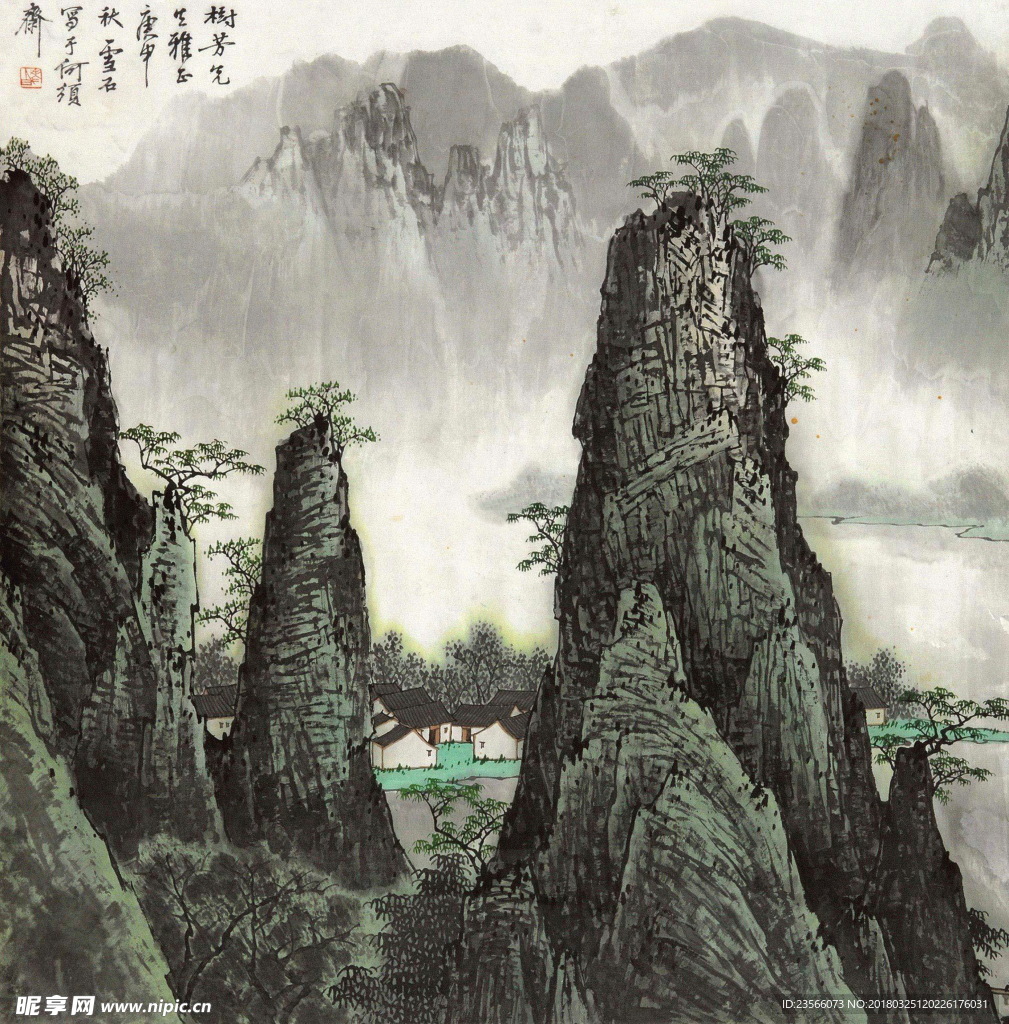 大气山水中国风国画