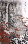 山水国画梅花植物