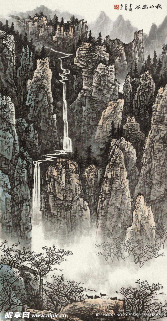 国画水墨山脉山川