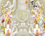 玉雕福玉兰花瓶玉雕背景墙