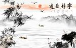 新中式意境水墨国画电视背景墙