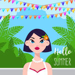 创意夏季热带女子矢量素材