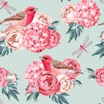 鸟 蜻蜓  花