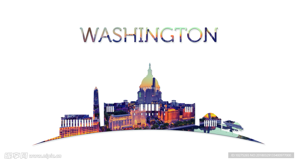 美国华盛顿剪影海报
