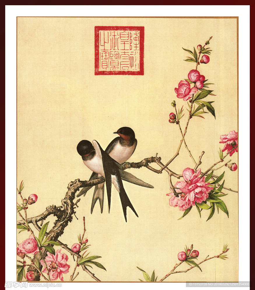 郎世宁斗方客厅卧室现代装饰画