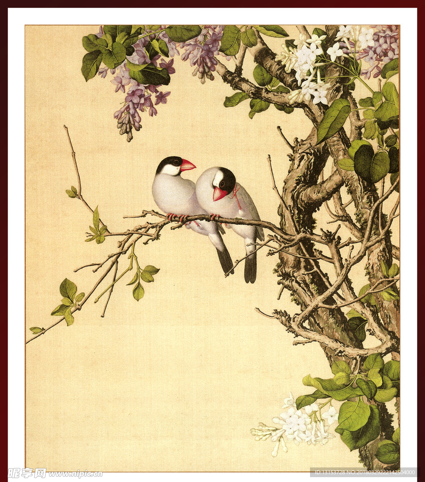 郎世宁斗方客厅卧室现代装饰画