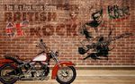 摩托摇滚红砖立体背景墙