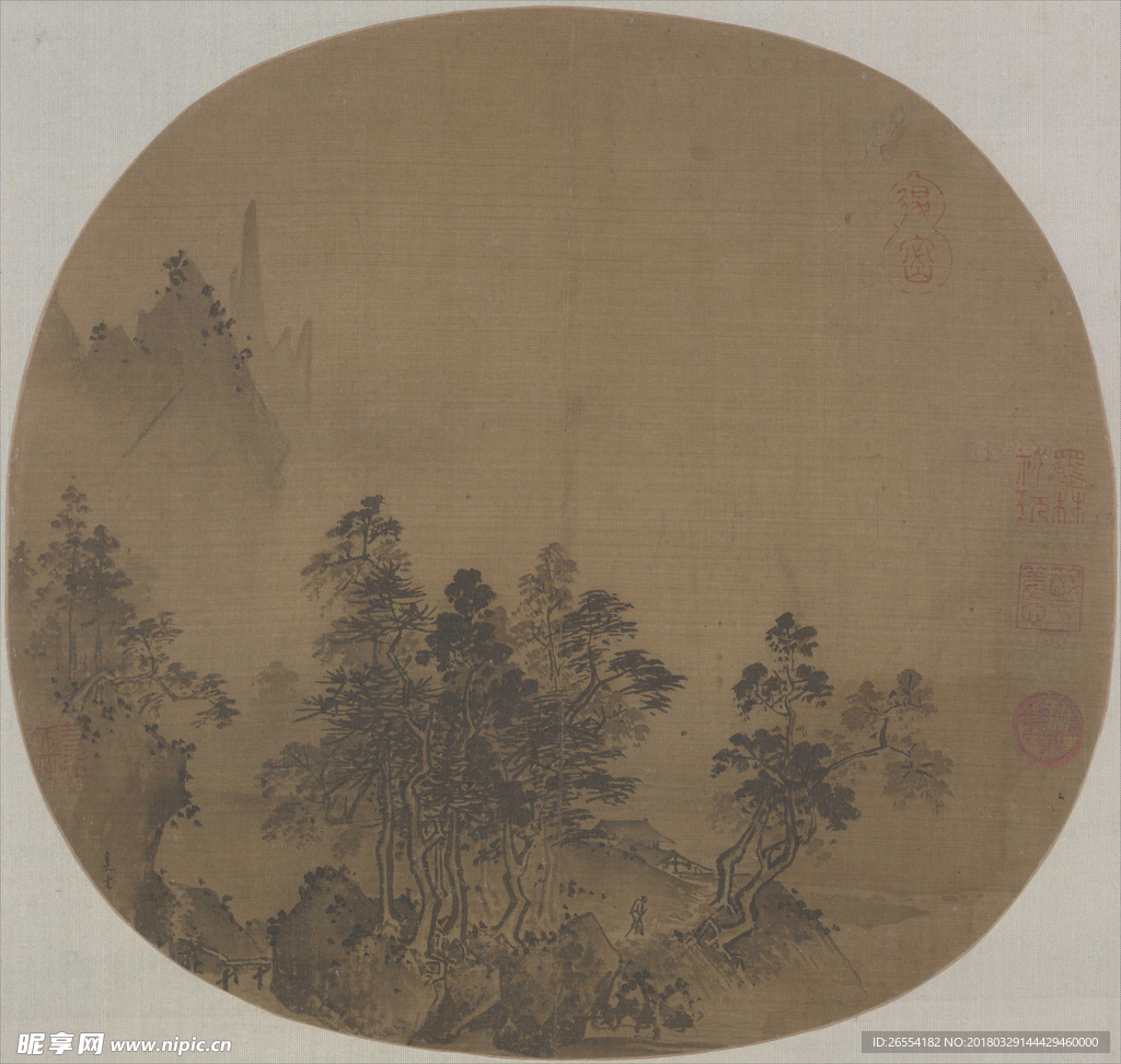 宋 夏圭 烟岫林居图