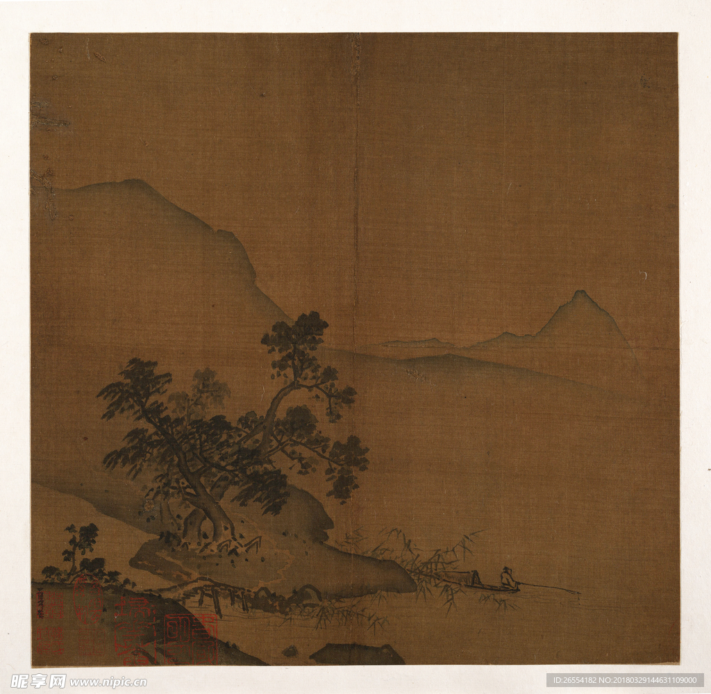 宋 夏圭(款) 溪口垂钓图
