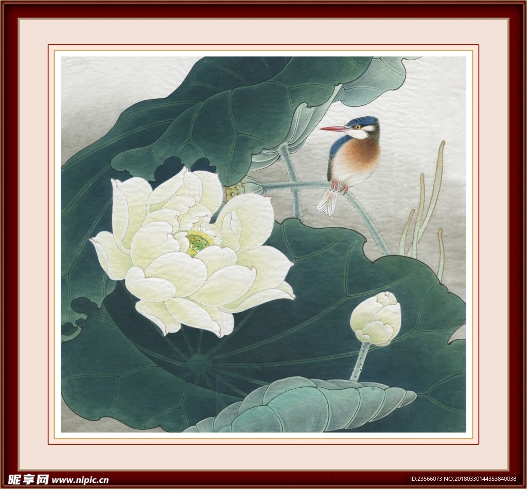 中国风荷叶荷花水墨国画