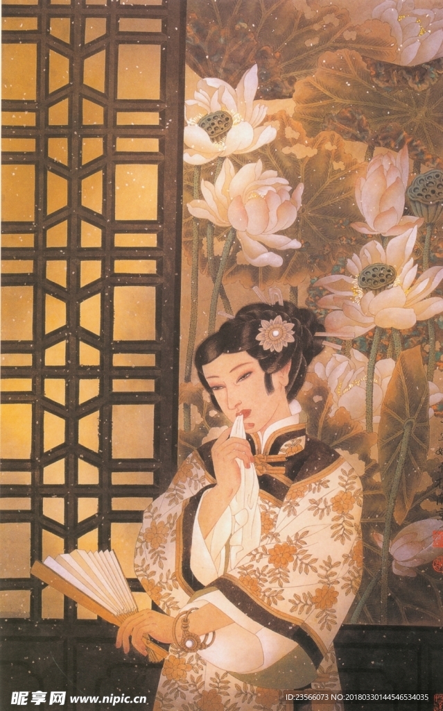 中国风荷叶荷花水墨国画