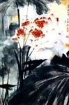 中国风荷叶荷花水墨国画