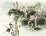 中国风荷叶荷花水墨国画
