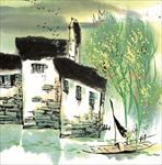 中国风江南水乡四季水墨国画
