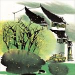 中国风江南水乡四季水墨国画