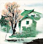 中国风江南水乡四季水墨国画