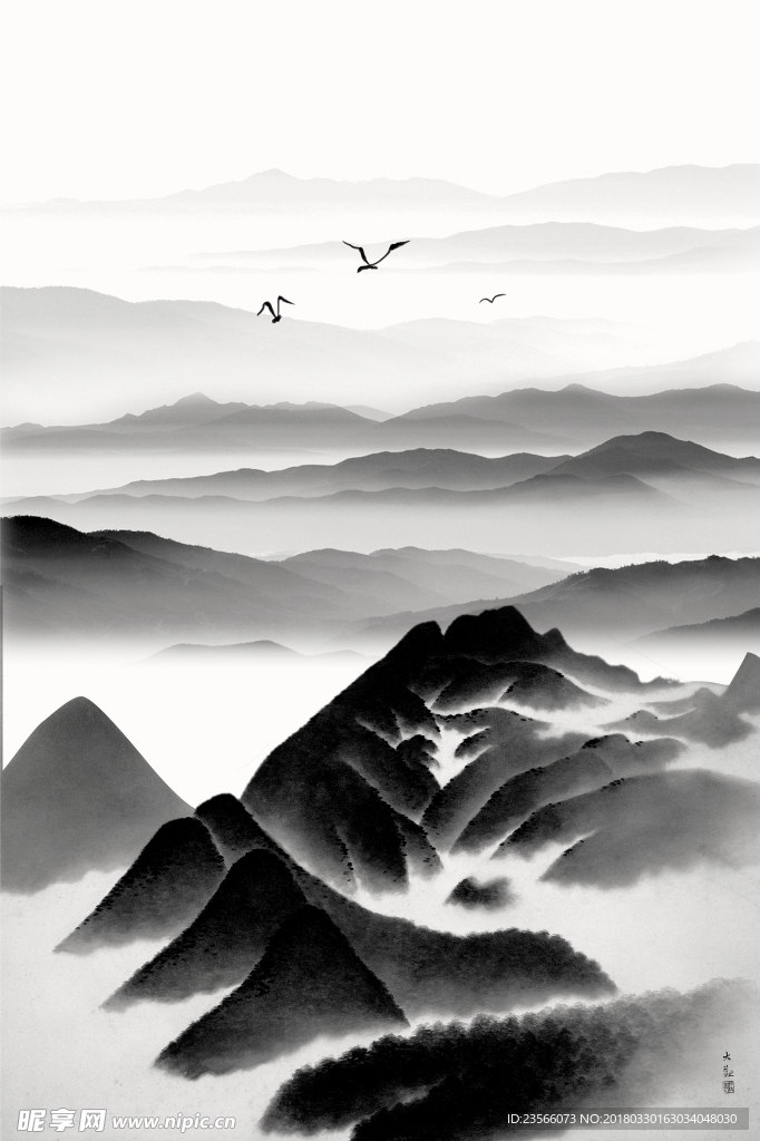 新中式水墨山水画