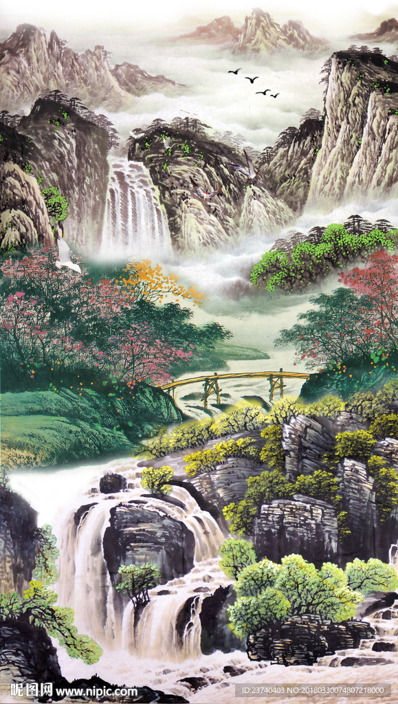 山水国画玄关