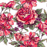 手绘玫瑰花朵图案无缝底纹图案