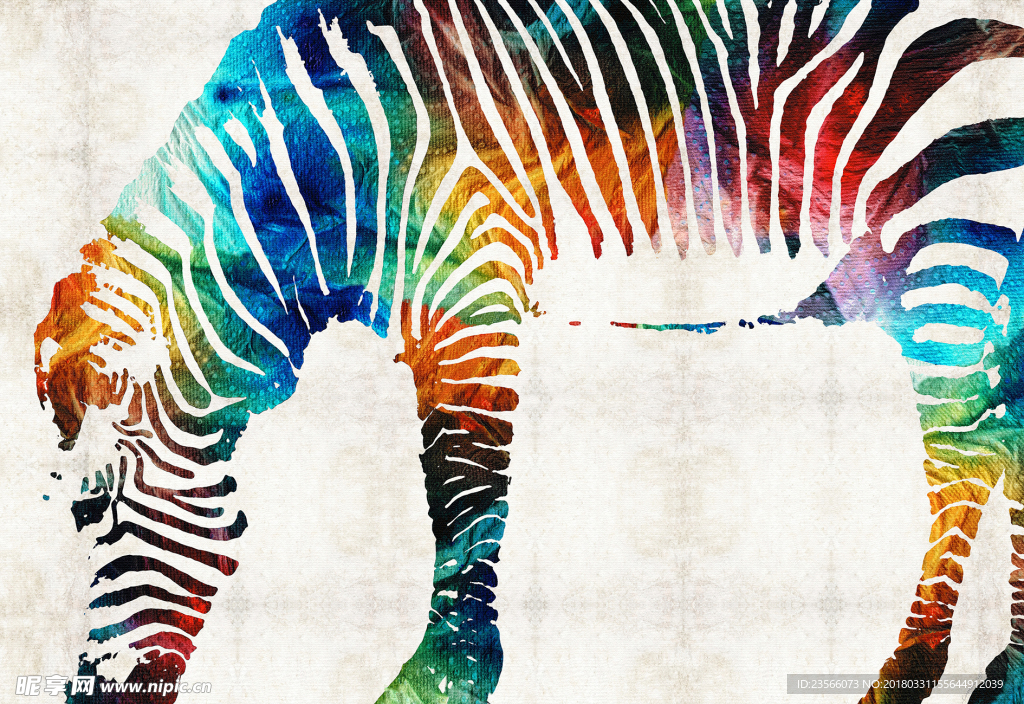 彩色绘画动物斑马