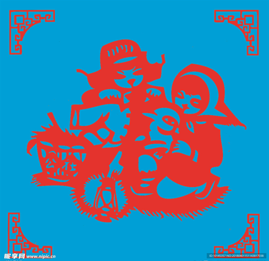 喂养小羊剪纸