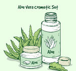彩绘芦荟和化妆品矢量素材