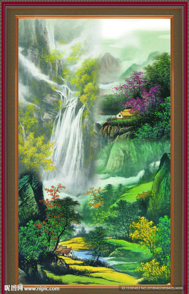 竖幅国画山水