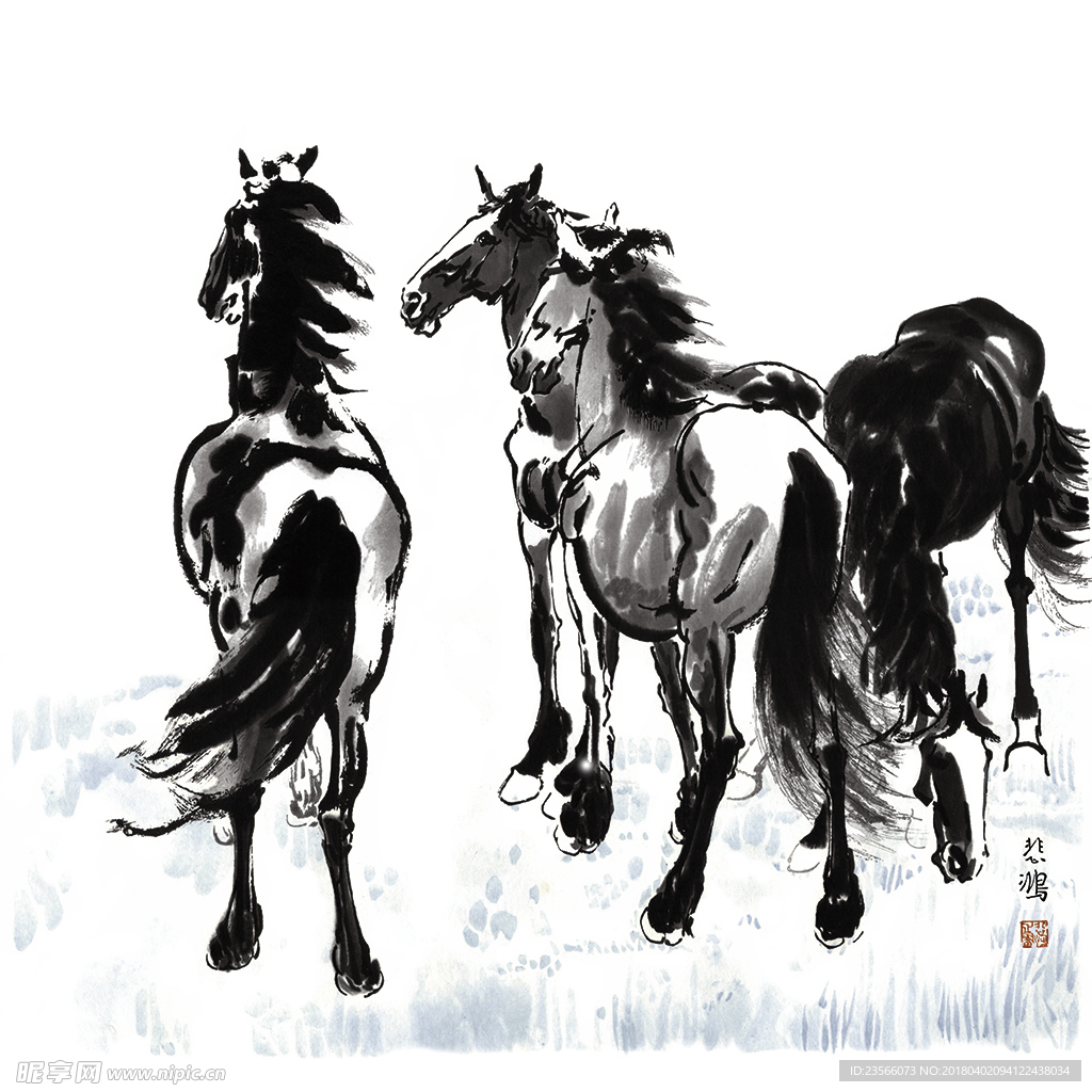 徐悲鸿国画马