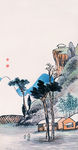 彩色国画山水风景