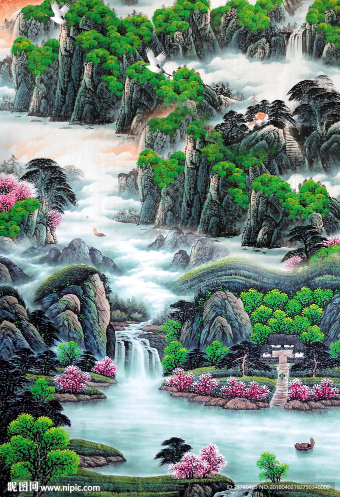 山水国画玄关