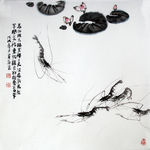 国画水墨虾传统绘画杜芳萍作品