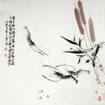 国画水墨虾传统绘画杜芳萍作品