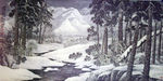 国画松树林雪景故乡刘丁瑞作品