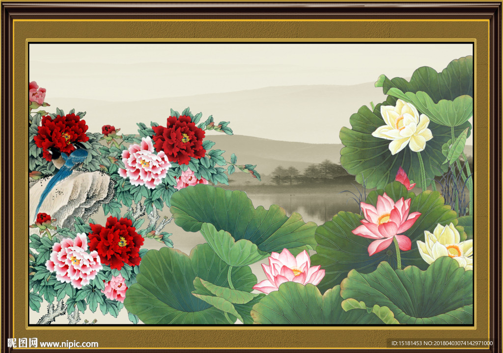国画荷花
