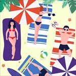 卡通夏天游泳