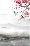 水墨桃花背景