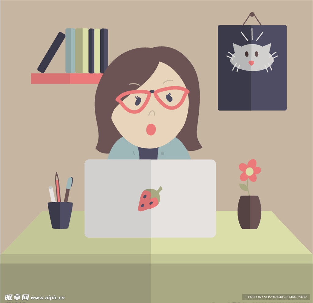 矢量工作的女性