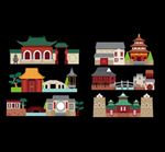 古镇插画素材