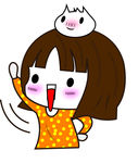 卡通吃货小女孩