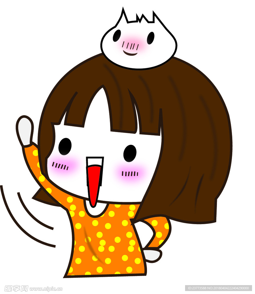 卡通吃货小女孩