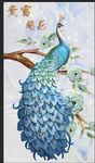 玉雕花奢华浮雕孔雀玄关